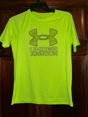 Under Armour Neon Yellow-Green Short Sleeve Logo Tee YL